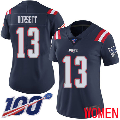 New England Patriots Football #13 100th Season Limited Navy Blue Women Phillip Dorsett NFL Jersey